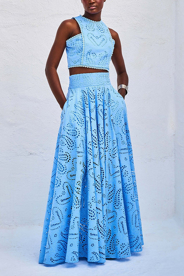 Larissa™ Embroidered Top &amp; High-Waist Maxi Skirt Set