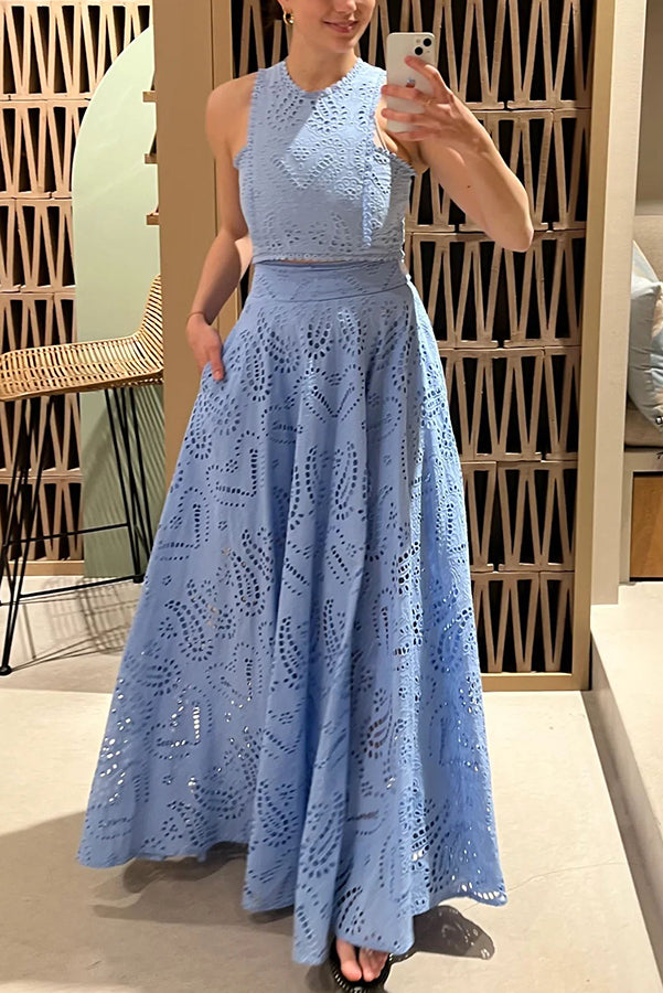 Larissa™ Embroidered Top &amp; High-Waist Maxi Skirt Set