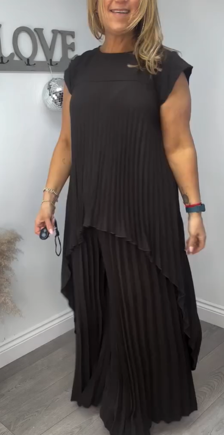 Sherry™ Pleated Midi Top &amp; Wide-Leg Pants Set