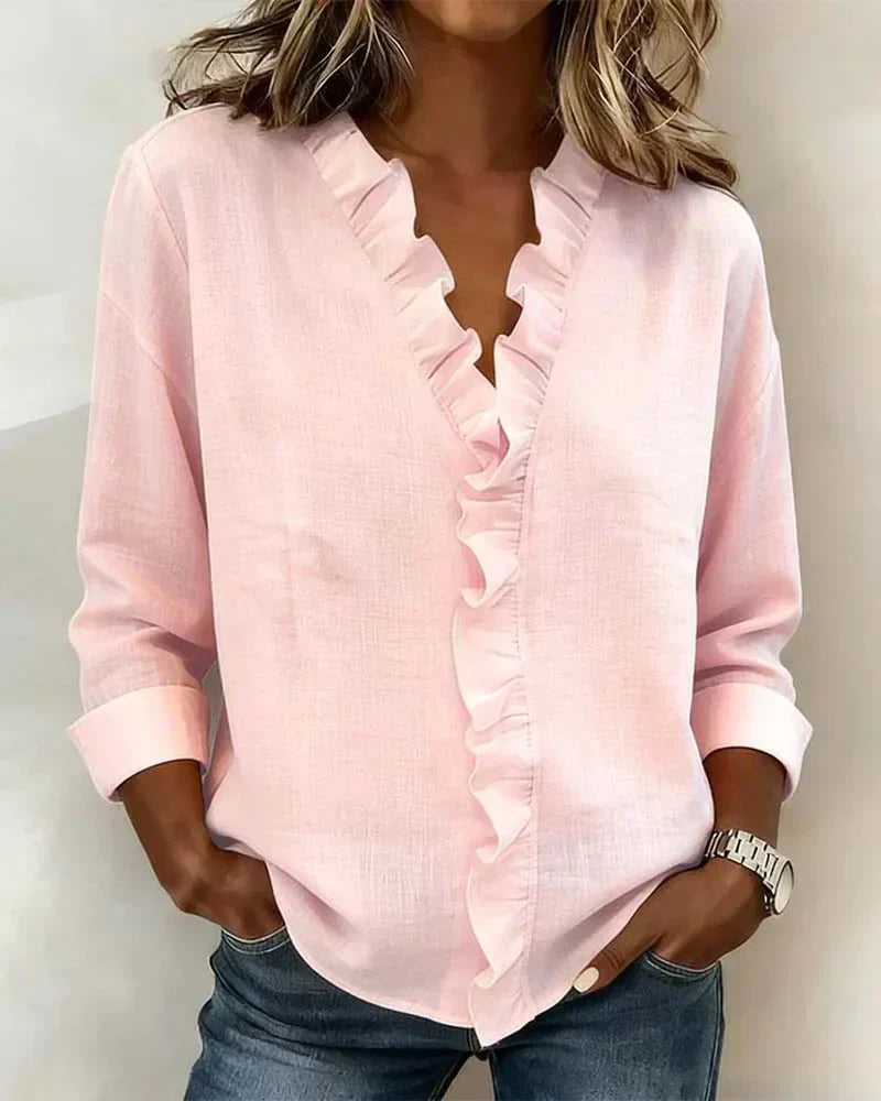 Theresa | Ruffle V-Neck Blouse