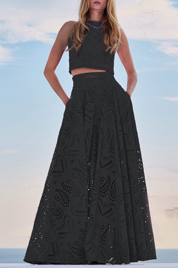 Larissa™ Embroidered Top &amp; High-Waist Maxi Skirt Set