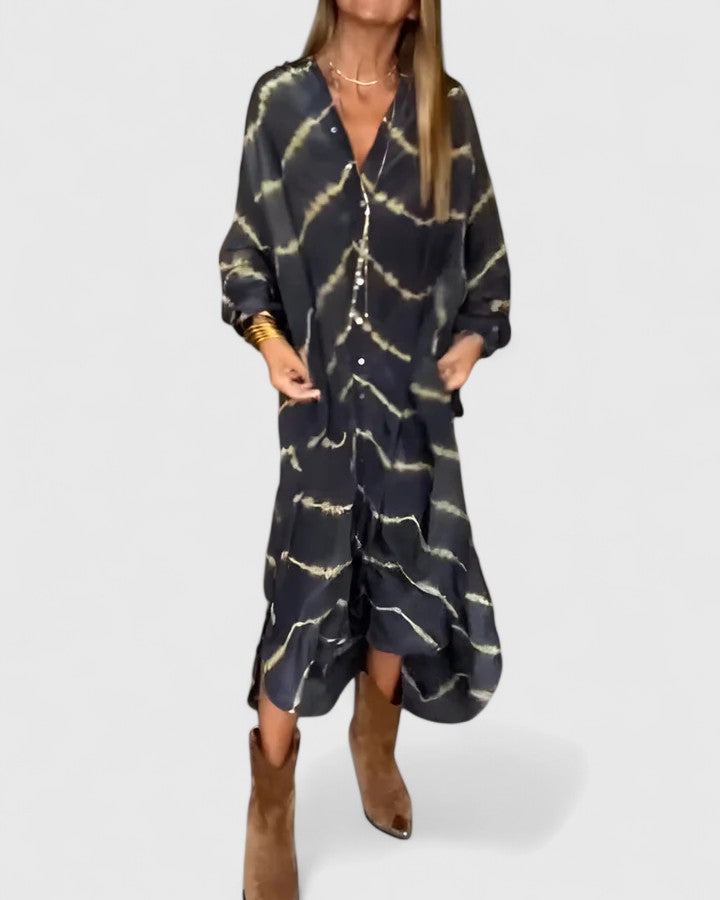 Annie | Elegant Boho Striped Maxi Dress