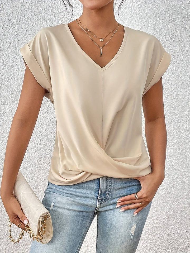 Liana | Soft Drape Twist-Front Top - Flattering, Comfortable &amp; Elegant