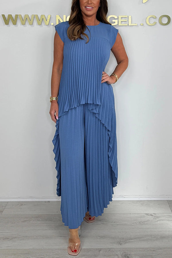 Sherry™ Pleated Midi Top &amp; Wide-Leg Pants Set