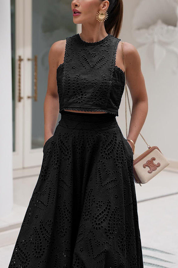 Larissa™ Embroidered Top &amp; High-Waist Maxi Skirt Set