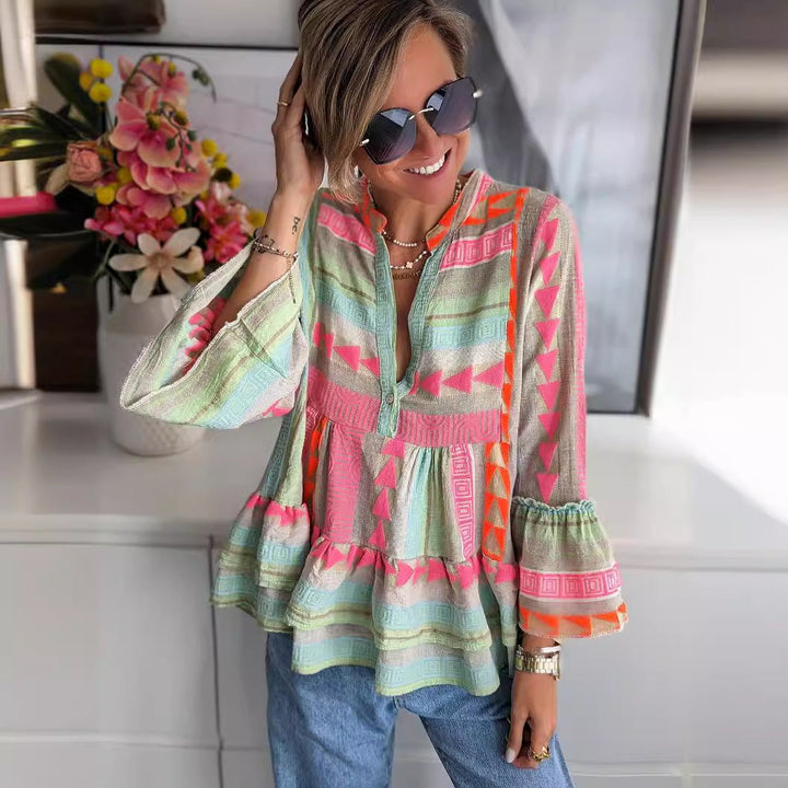 Isola - Fashion Ruffle Sleeve Loungewear Top