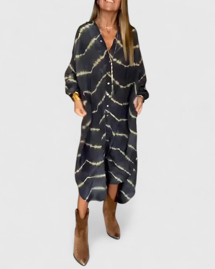 Annie | Elegant Boho Striped Maxi Dress
