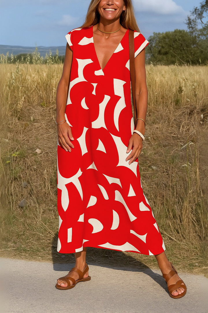 Ellen™ | Printed Dress with V-Neck