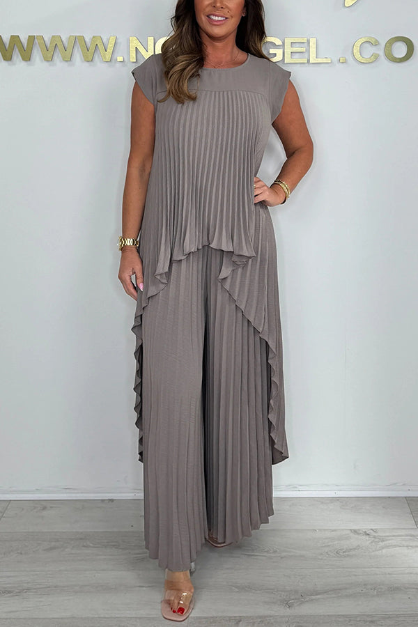 Sherry™ Pleated Midi Top &amp; Wide-Leg Pants Set