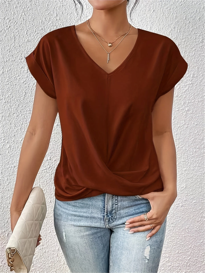 Liana | Soft Drape Twist-Front Top - Flattering, Comfortable &amp; Elegant
