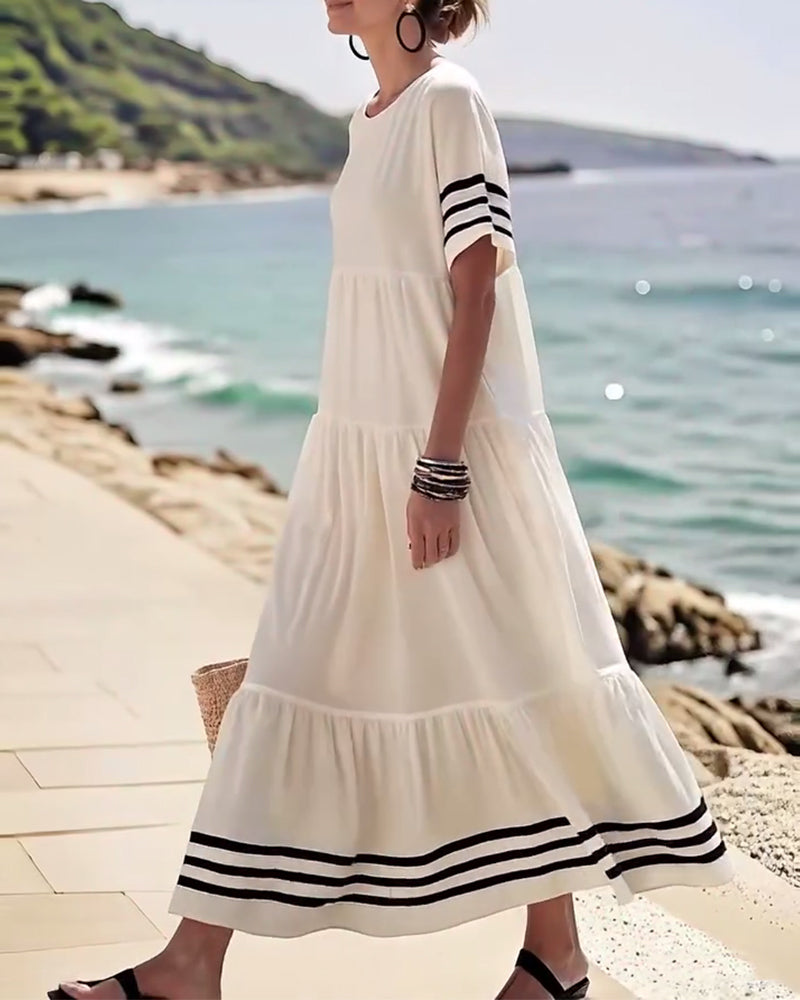 Trendy Vacation Dress Short Sleeves