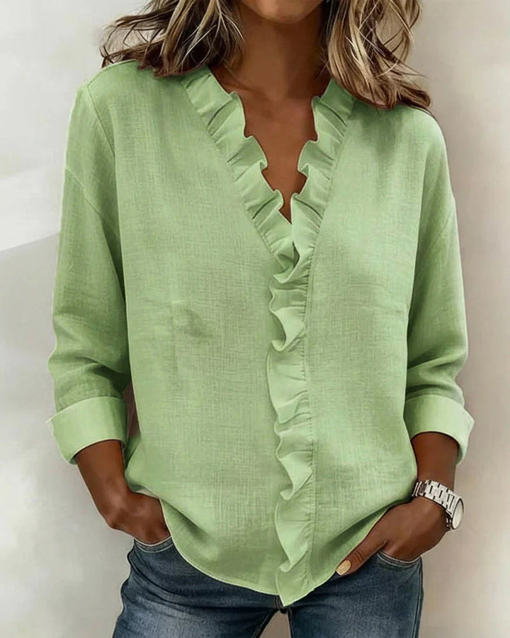 Theresa | Ruffle V-Neck Blouse