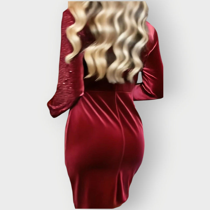 Vaeluna | Velvet &amp; Sequin Asymmetrical Party Dress