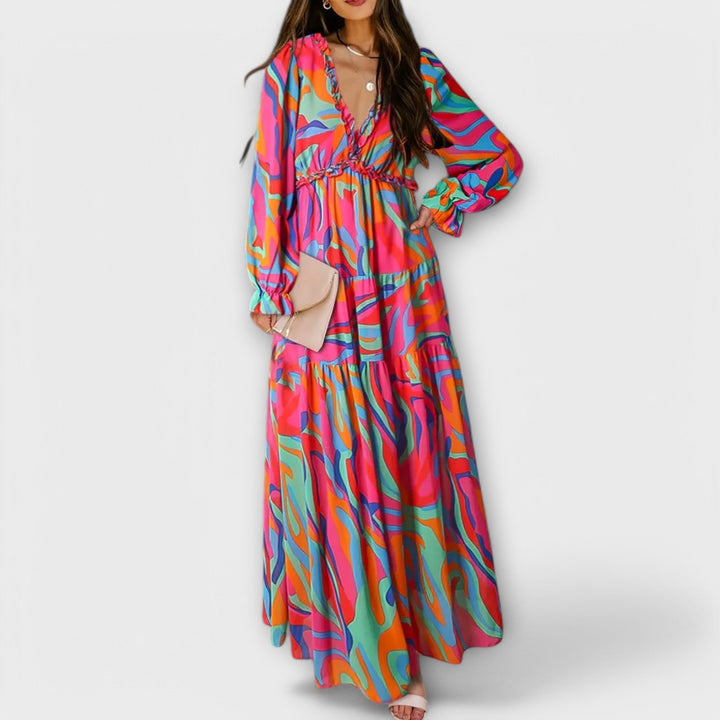 Elle | Floral V-Neck Maxi Dress