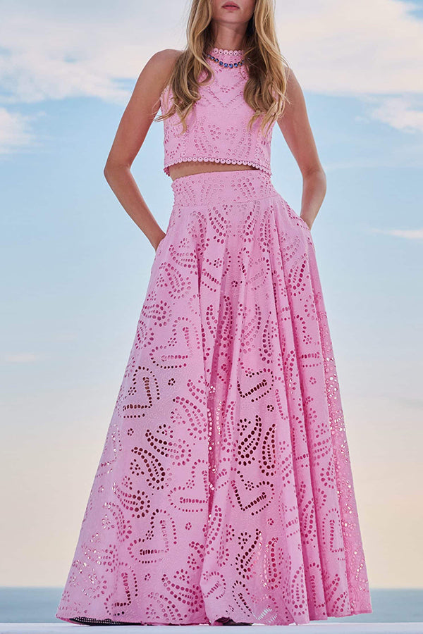 Larissa™ Embroidered Top &amp; High-Waist Maxi Skirt Set