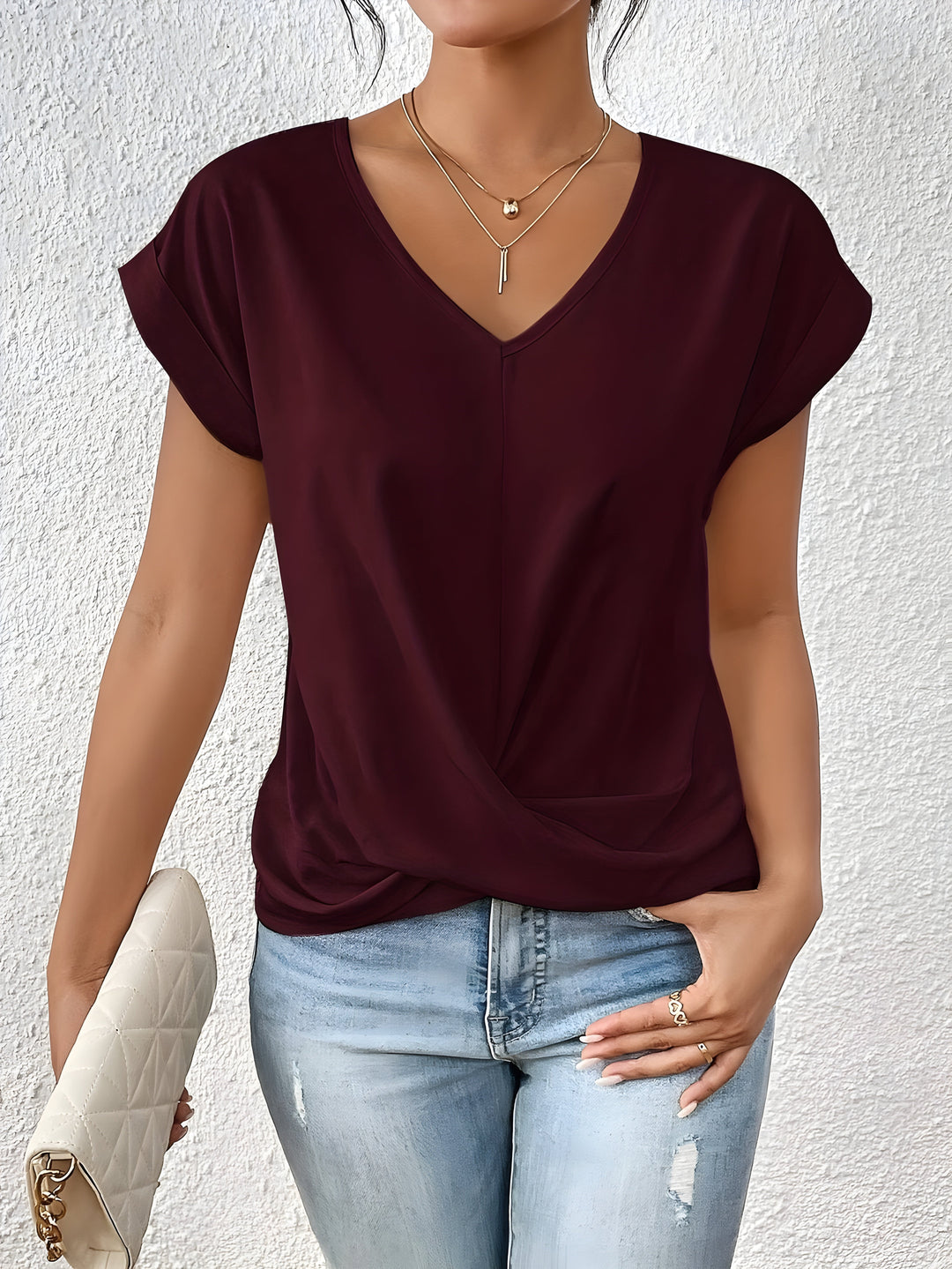 Kathrina | V-Hals Twist Front Top