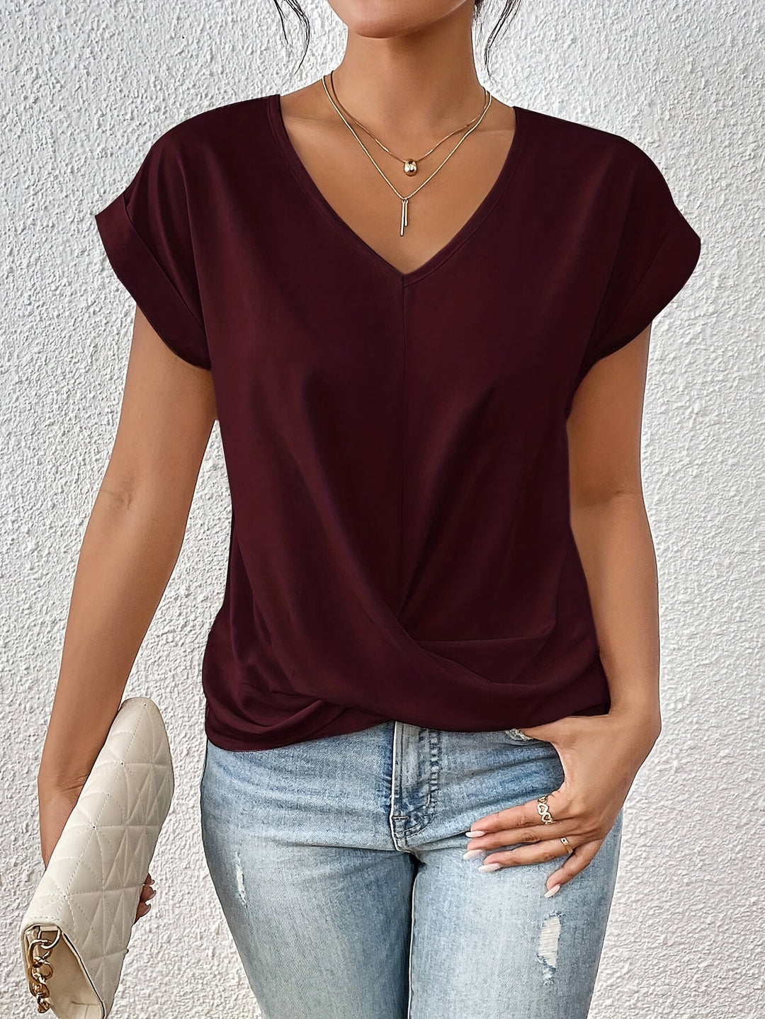 Liana | Soft Drape Twist-Front Top - Flattering, Comfortable &amp; Elegant