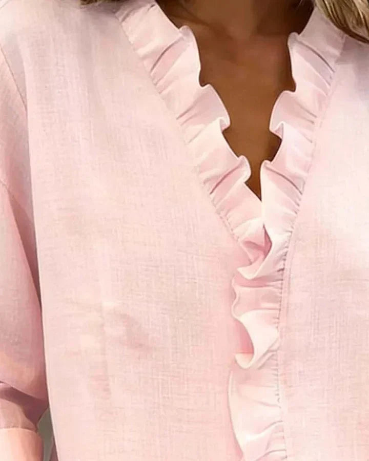 Theresa | Ruffle V-Neck Blouse