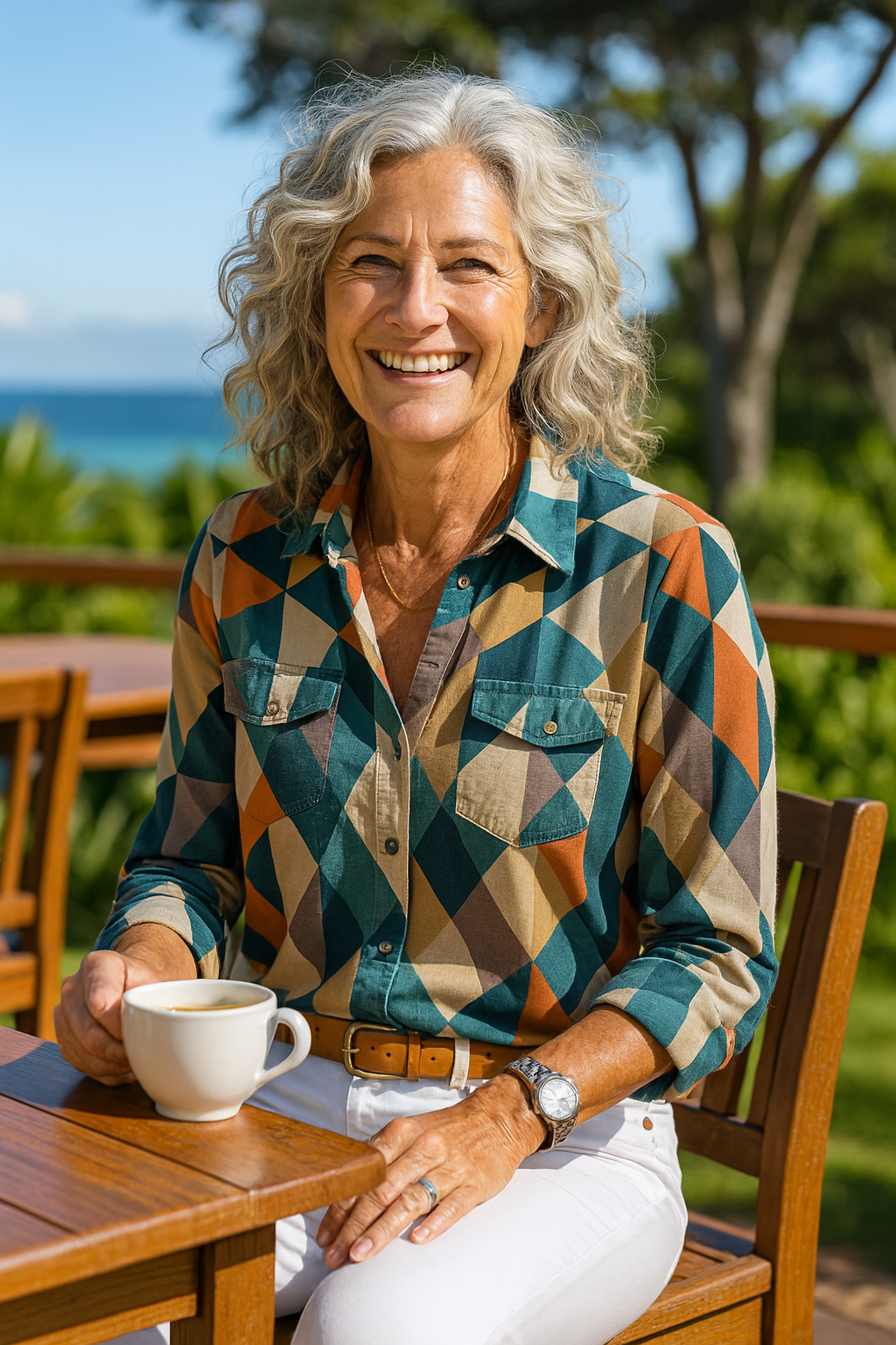 Delina | Geometric Comfort Blouse - Effortless &amp; Flattering