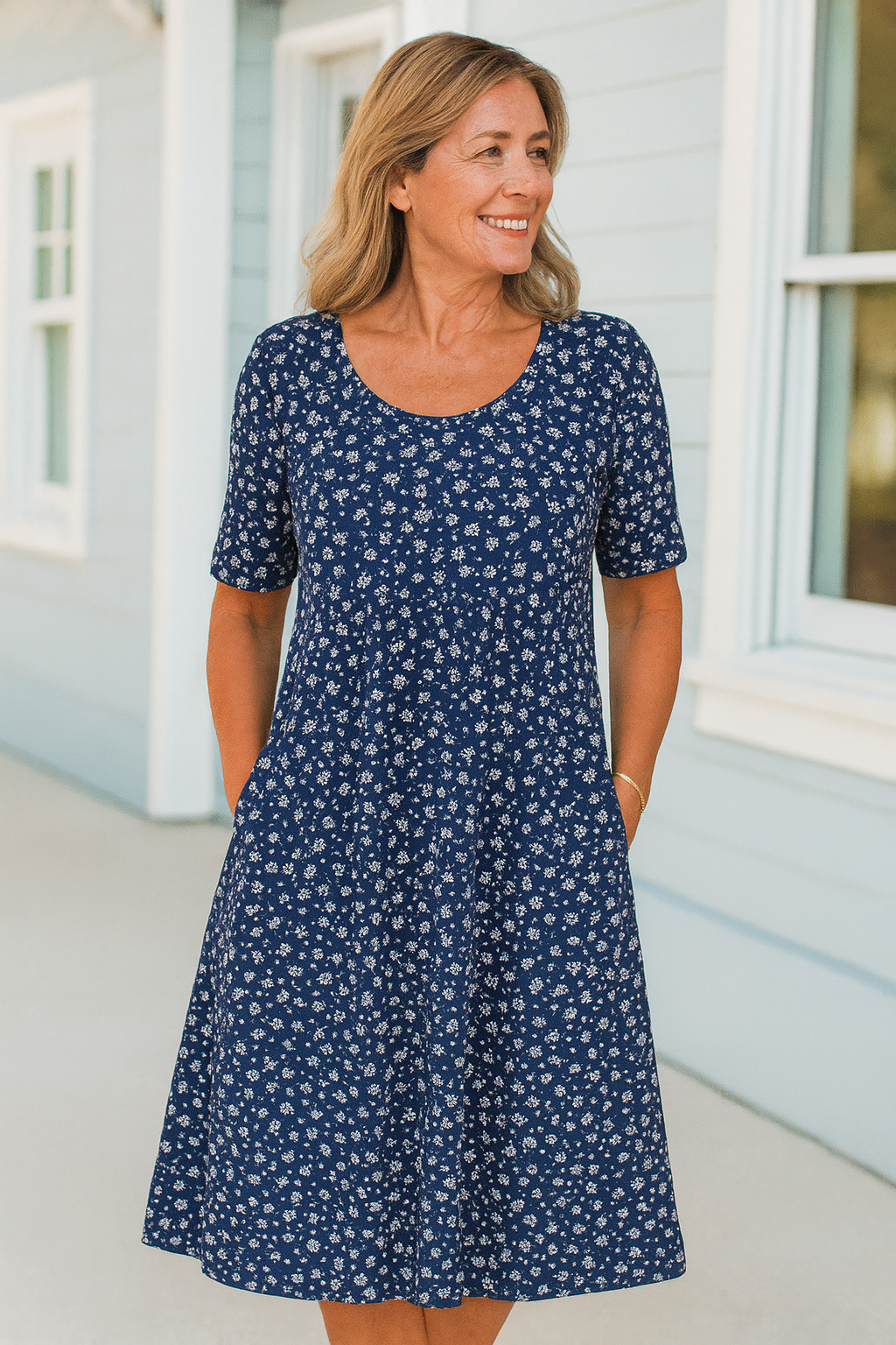 Maribelle | Effortless Floral Midi Dress - Covers upper arms &amp; tummy