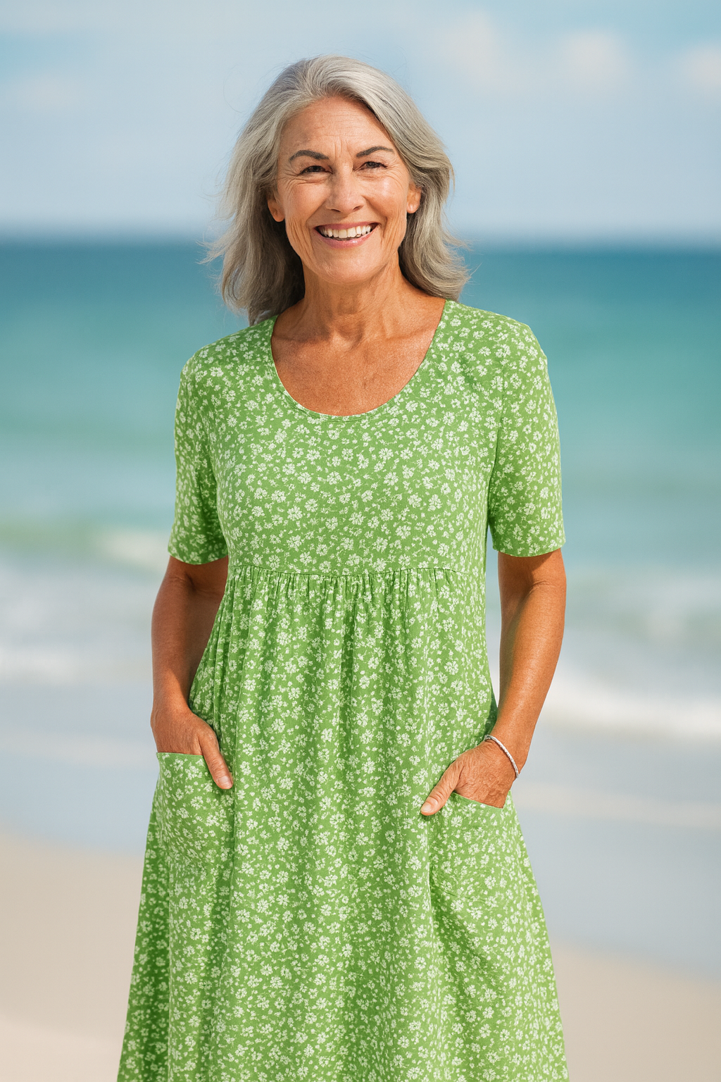 Maribelle | Effortless Floral Midi Dress - Covers upper arms &amp; tummy