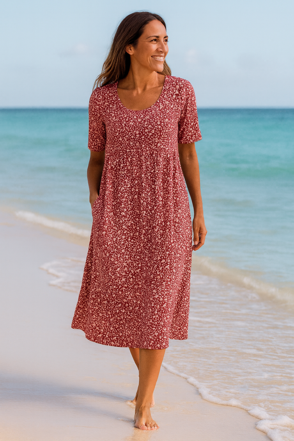 Maribelle | Effortless Floral Midi Dress - Covers upper arms &amp; tummy