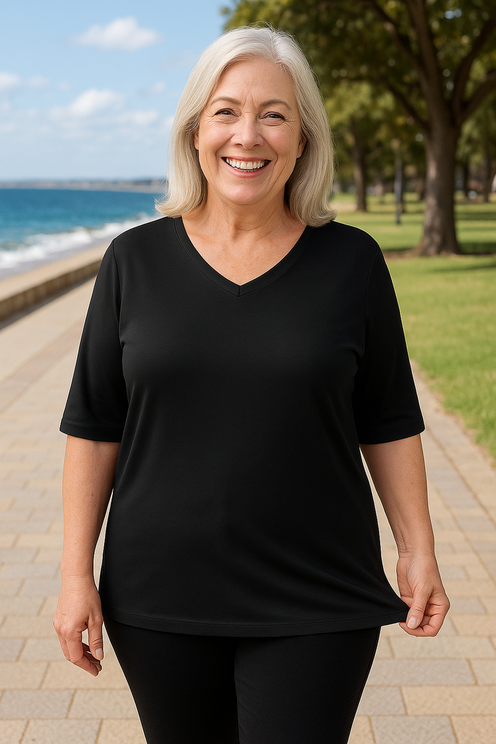 Olanna| Everyday Comfort Tee – 3 Pack for Flattering Tummy &amp; Arm Coverage