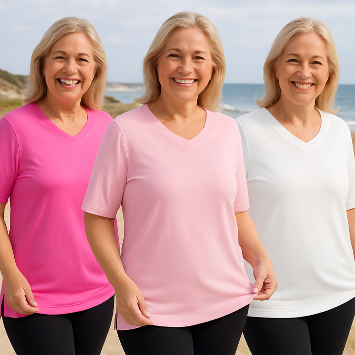 Olanna| Everyday Comfort Tee – 3 Pack for Flattering Tummy &amp; Arm Coverage