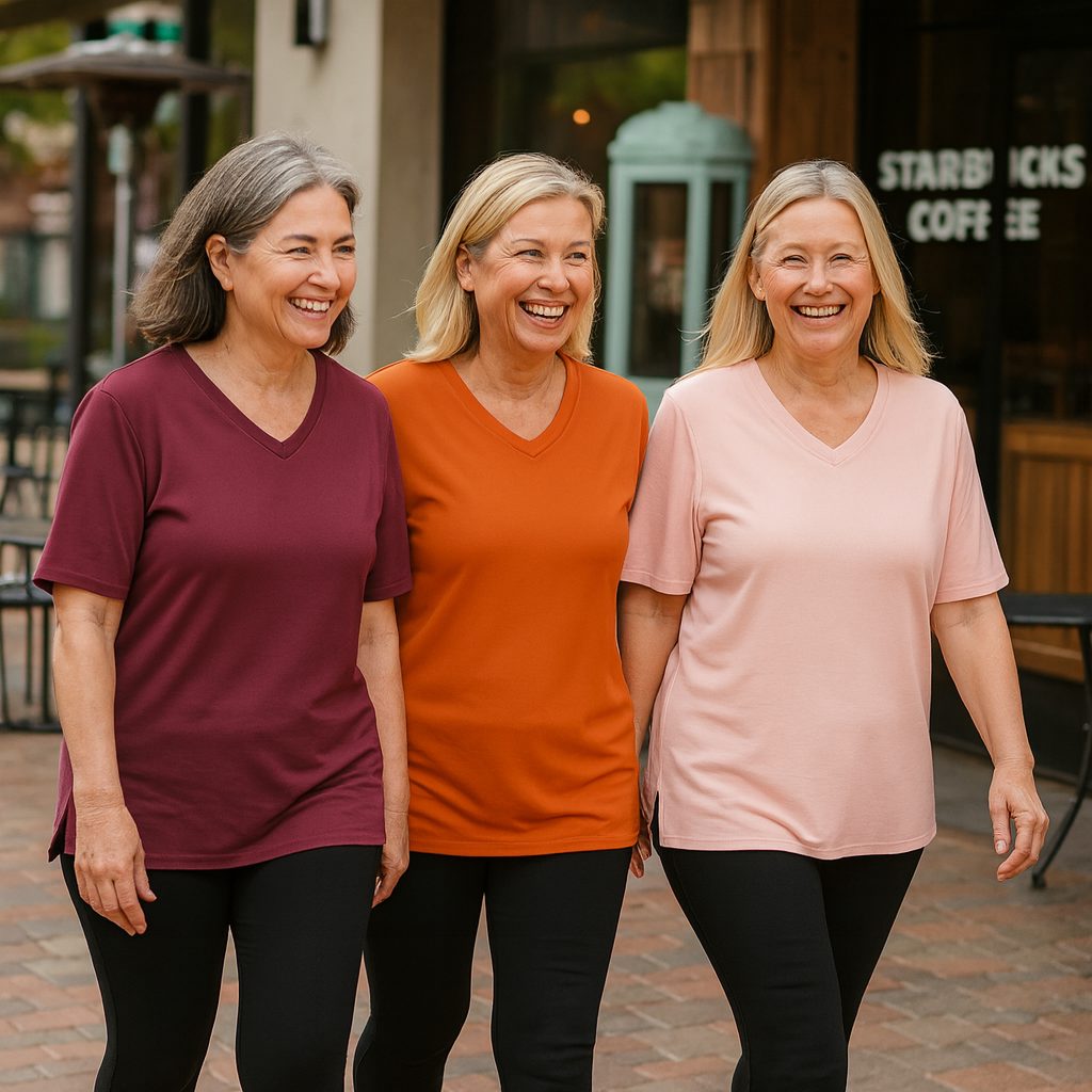 Olanna| Everyday Comfort Tee – 3 Pack for Flattering Tummy &amp; Arm Coverage