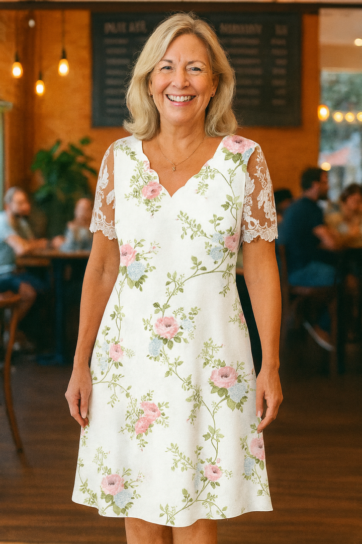 Adeline | Elegant Midi Dress – Flattering Fit with Arm &amp; Tummy Coverage