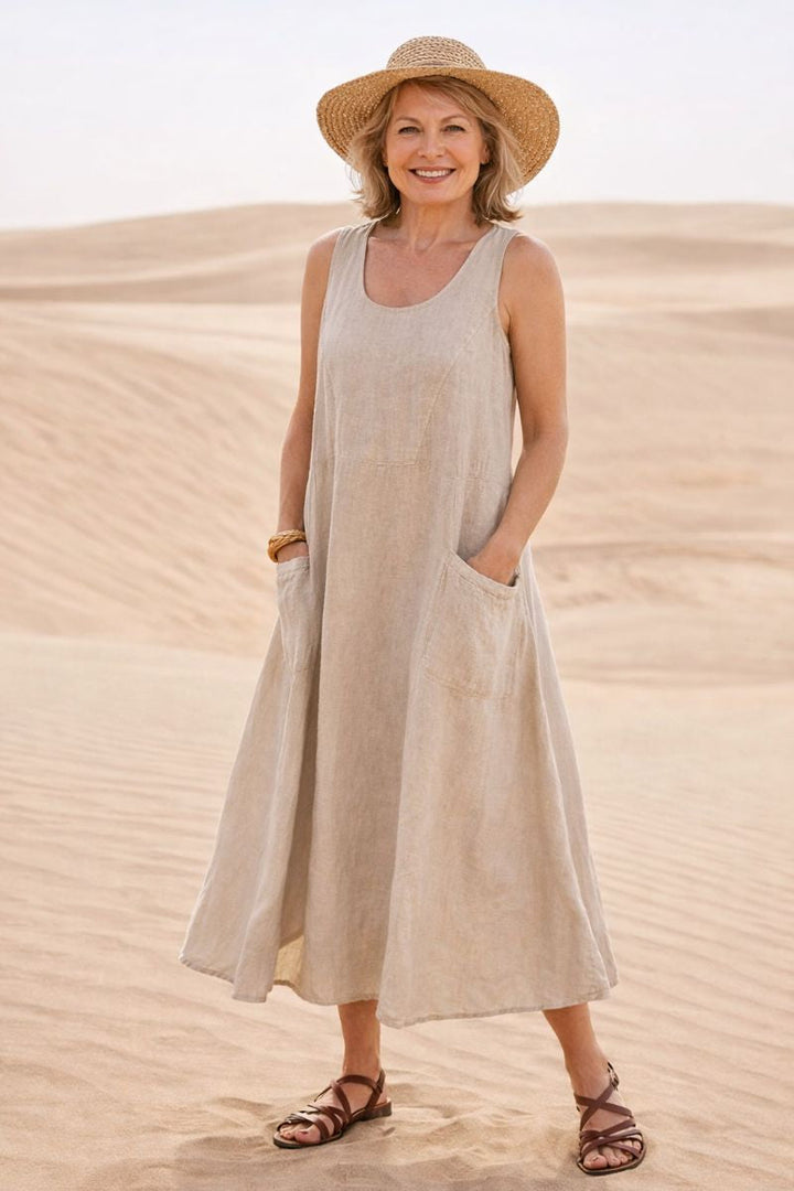 Elara | Effortless Cotton Pocket Dress — Cool, Relaxed &amp; Beautifully Easy (S-5XL)