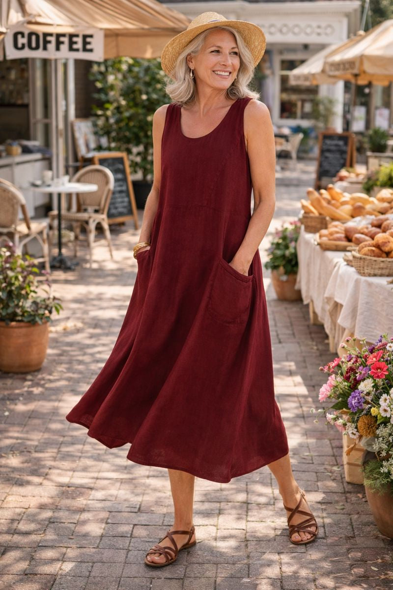 Elara | Effortless Cotton Pocket Dress — Cool, Relaxed &amp; Beautifully Easy (S-5XL)