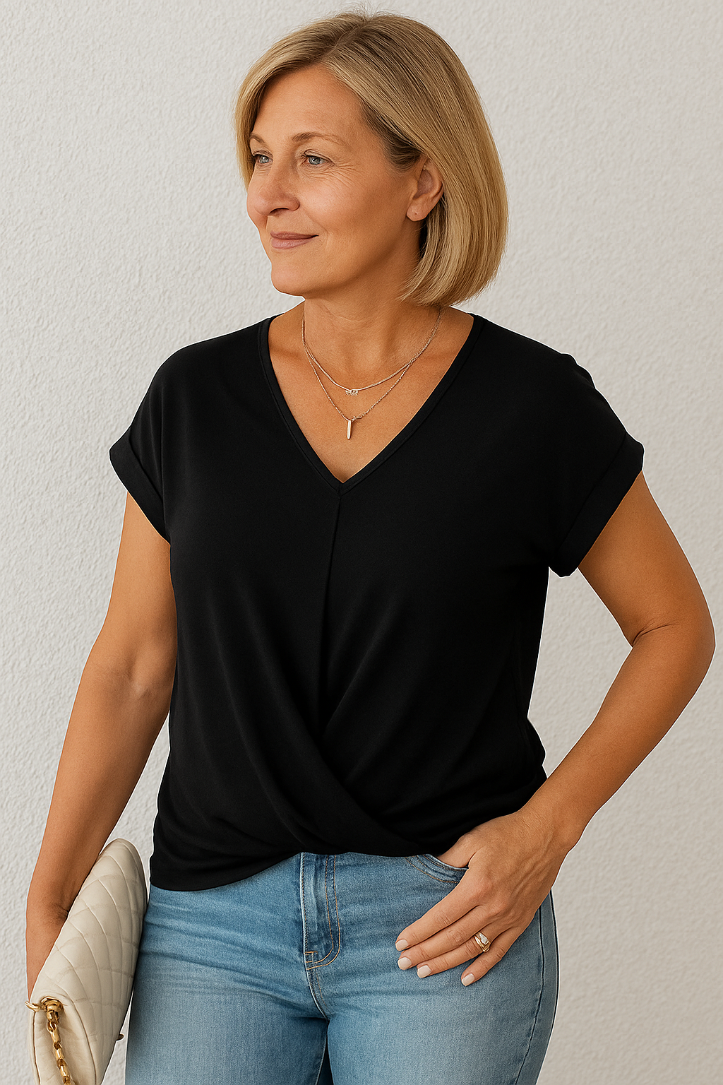 Liana | Soft Drape Twist-Front Top - Flattering, Comfortable &amp; Elegant