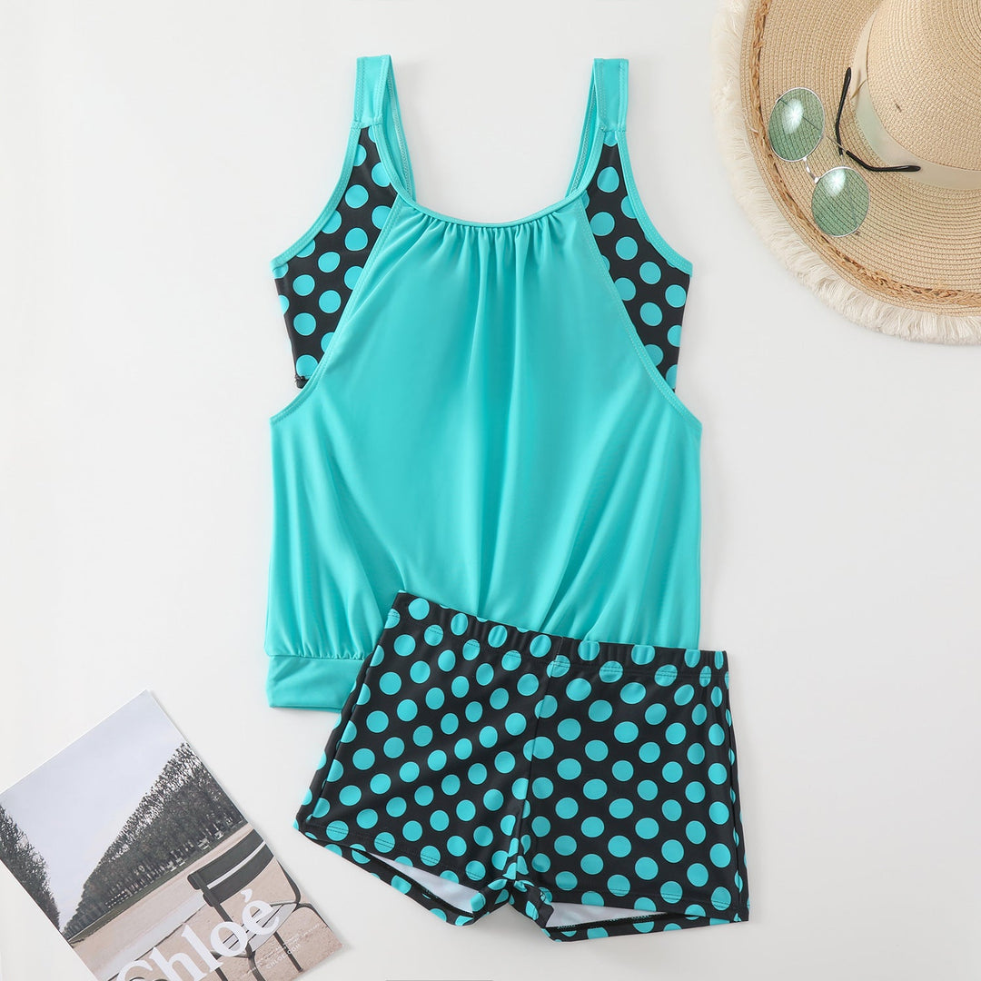 The Serenity Dot Tankini Set – Flattering Coverage &amp; Matching Shorts