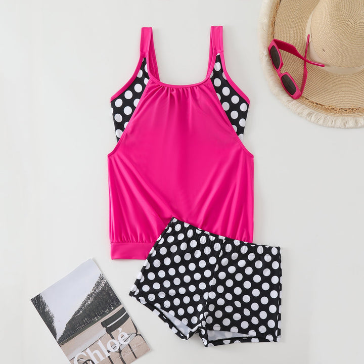 The Serenity Dot Tankini Set – Flattering Coverage &amp; Matching Shorts