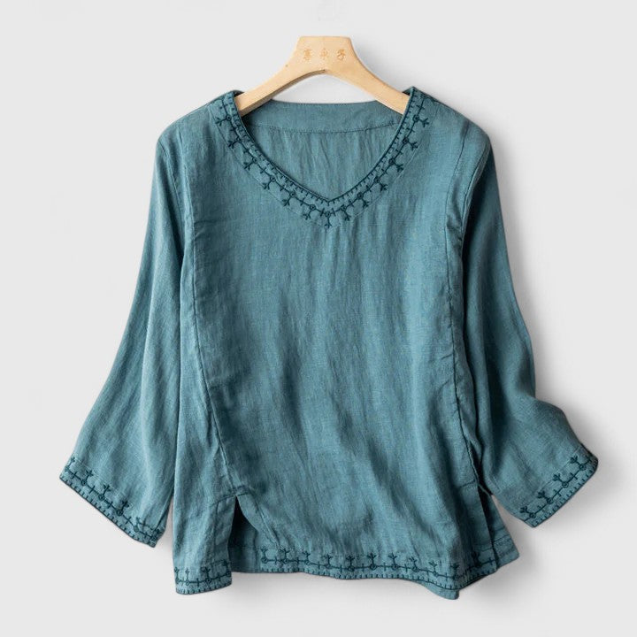 Mirella | V-Neck Blouse - Effortless Elegance, Everyday Confidence