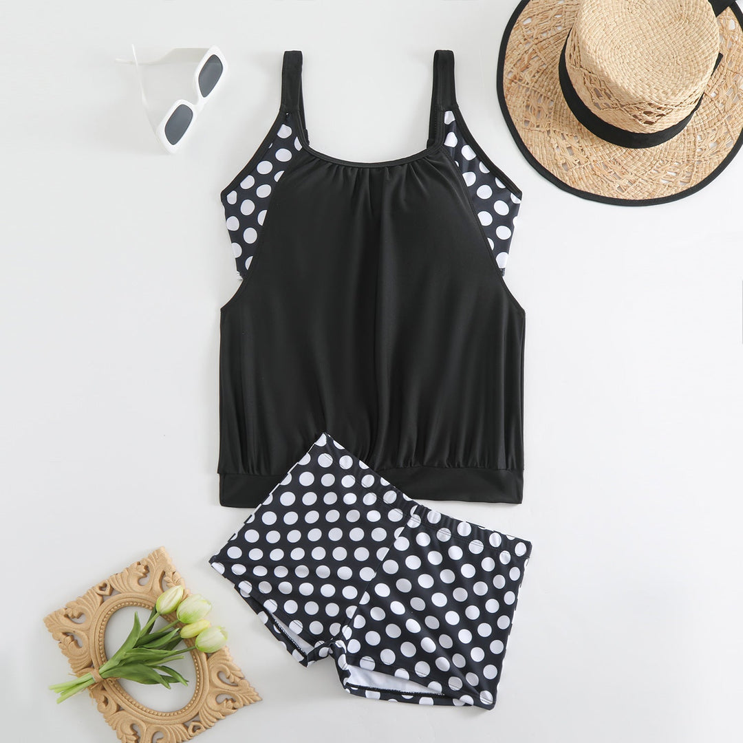 The Serenity Dot Tankini Set – Flattering Coverage &amp; Matching Shorts