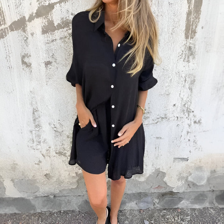 Nora™ | Casual Effortless Blouse &amp; Shorts Set