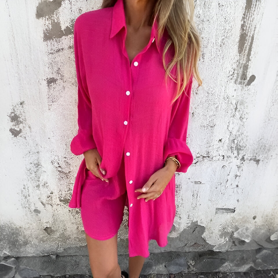 Nora™ | Casual Effortless Blouse &amp; Shorts Set
