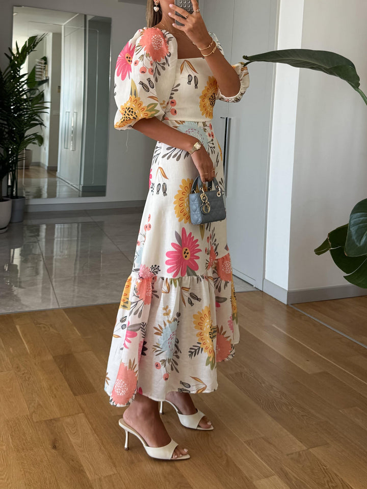 Fiona | Romantic Floral Midi Dress