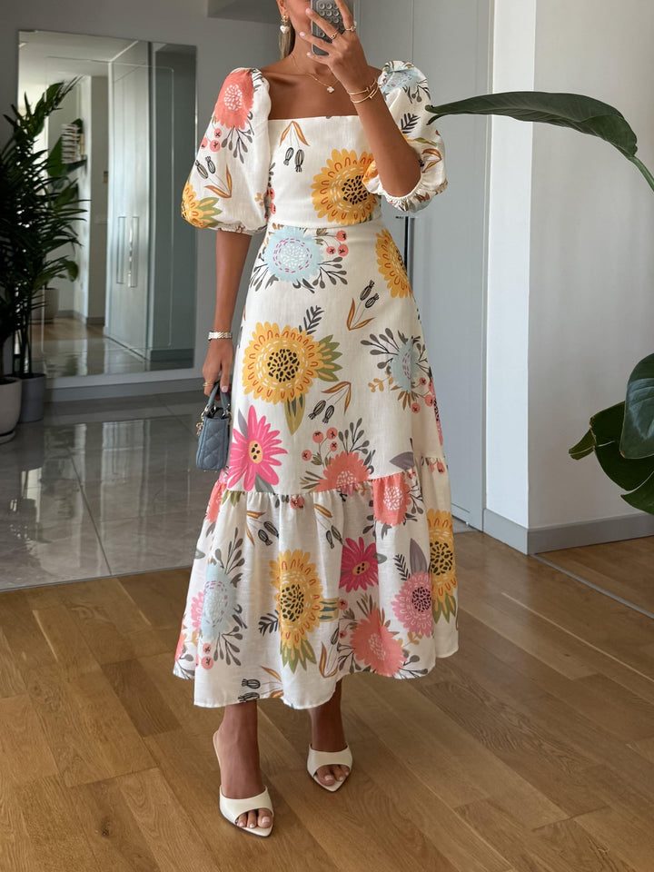 Fiona | Romantic Floral Midi Dress