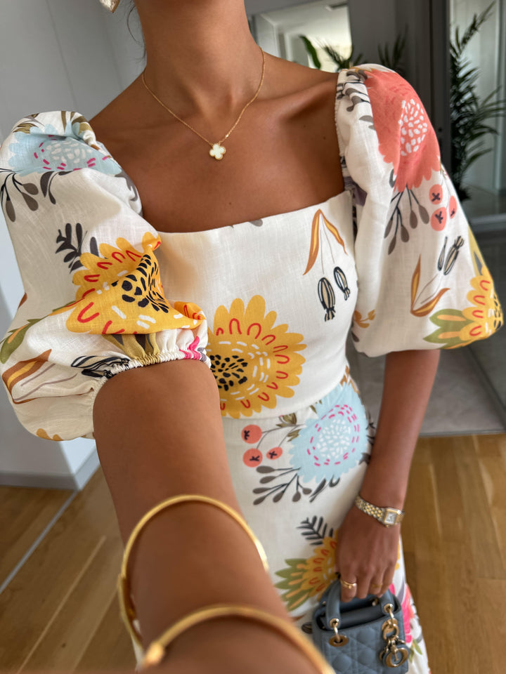 Fiona | Romantic Floral Midi Dress