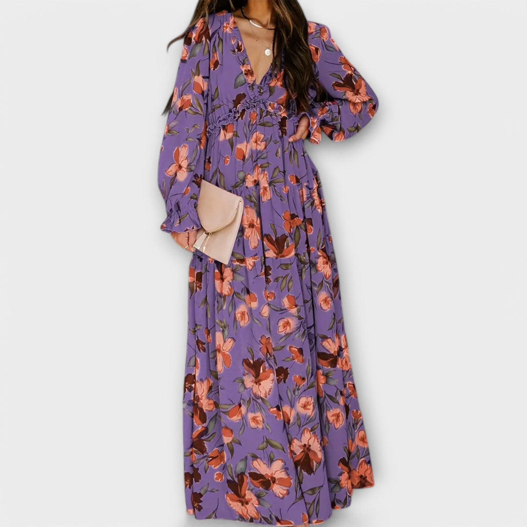 Juno | Elegant V-Neck Floral Dress