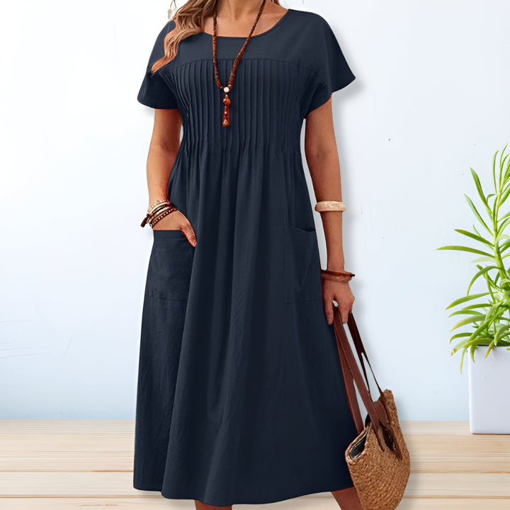 Leonie | Pleated Pocket Midi Dress