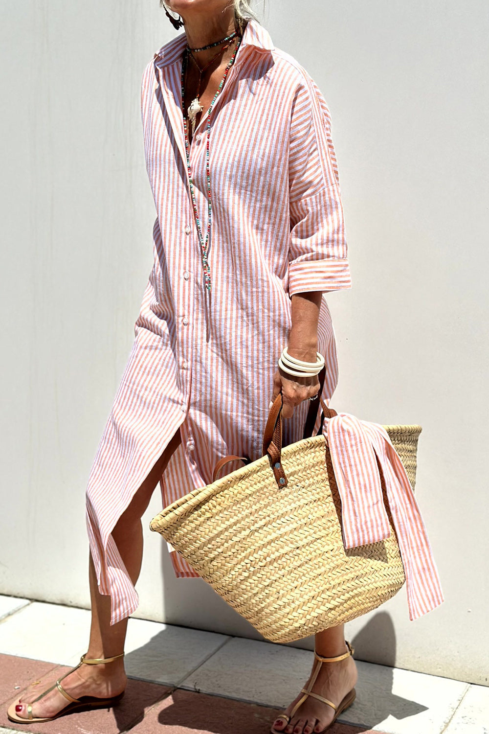 Sophia | Elegant Striped Shirt Dress