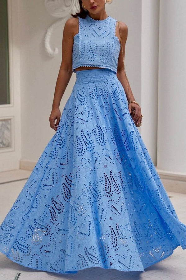 Larissa™ Embroidered Top &amp; High-Waist Maxi Skirt Set