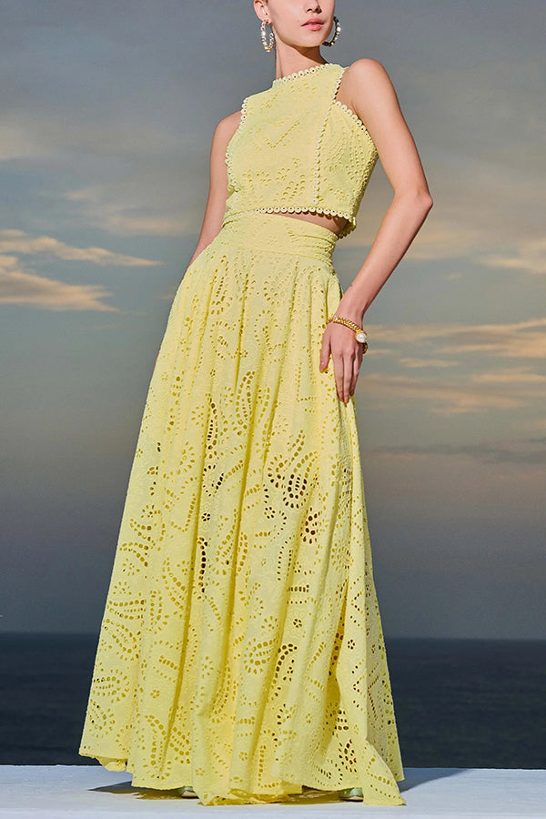 Larissa™ Embroidered Top &amp; High-Waist Maxi Skirt Set