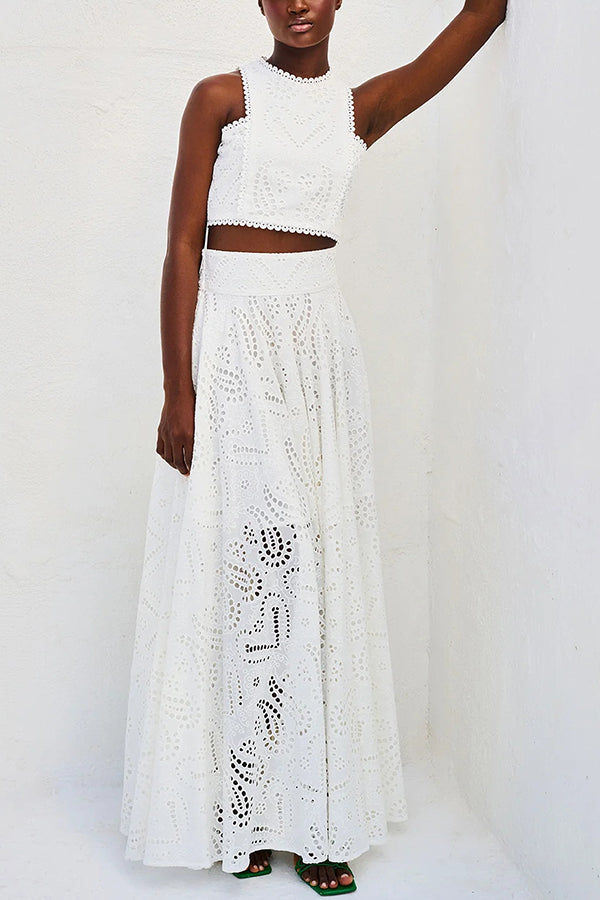 Larissa™ Embroidered Top &amp; High-Waist Maxi Skirt Set