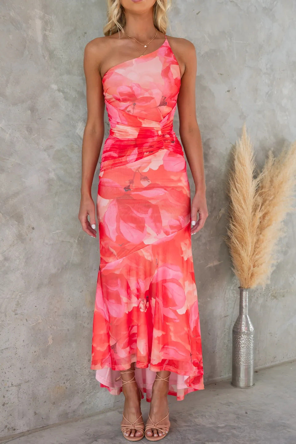 Abigail | Floral Print One-Shoulder Dress