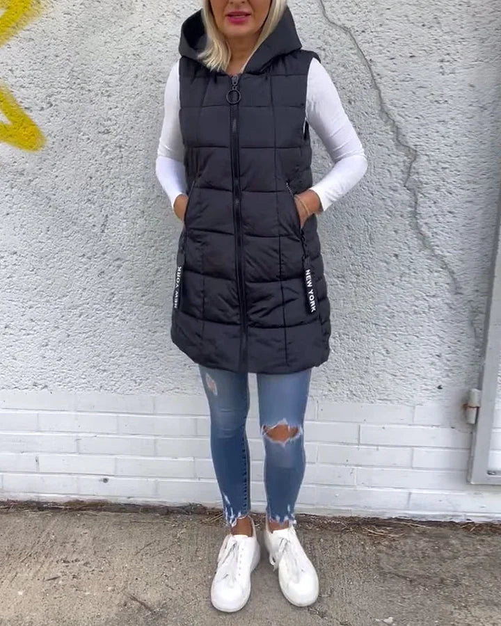 Laruna | Sleeveless Padded Coat with Zipper